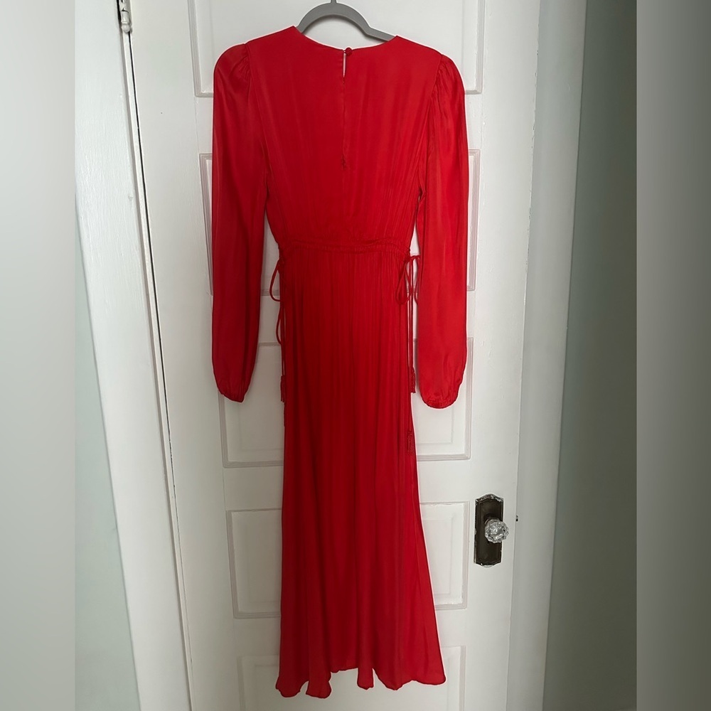 FARM Rio Red Viscose Satin Cutout Dress - Picture 4 of 5